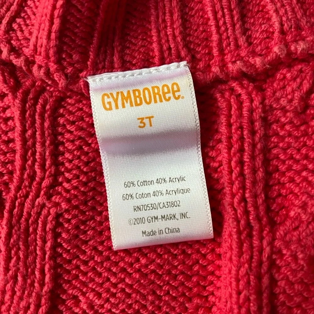 Gymboree Kids Cardigan Pink Cable Knit Short Sleeve Flower‎ Button Front 3T Cozy